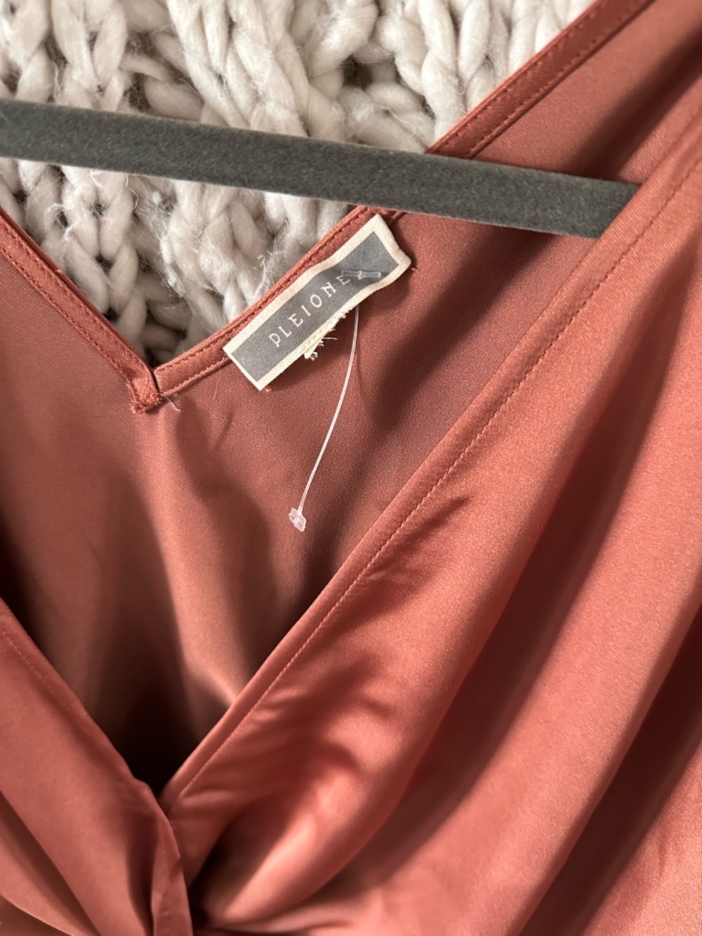 Pleione Satin Twist-Front Blouse in Terracotta - Picture 2 of 4